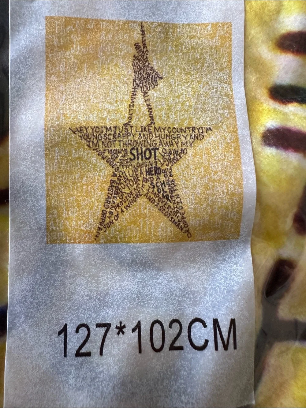 Yellow Star Typography fuzzy blanket new in package.  Pic shows blanket and size